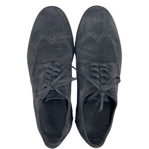 Vince Men’s Stamped Suede Pryce Wingtip Oxford Shoes in Charcoal Size 8.5